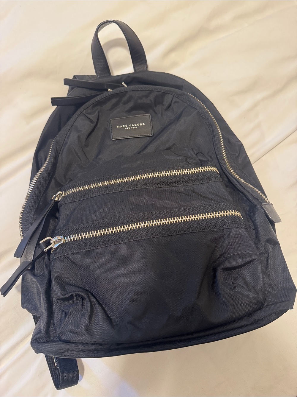 Marc Jacobs Black Nylon Backpack with Gold-Tone Zippers
